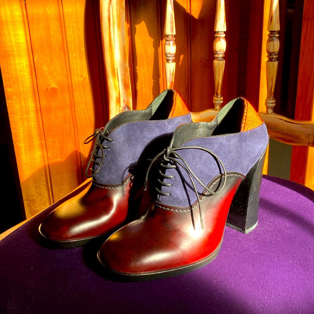 Jil Sander lace up, color block bootie!! Very unique! Superb craftsmanship.